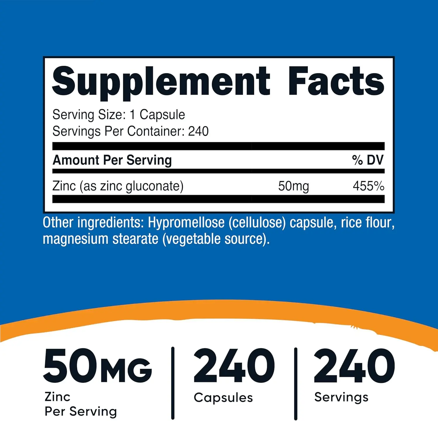 Nutricost Zinc Gluconate 50mg Capsules
